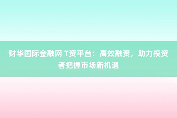 财华国际金融网 T资平台：高效融资，助力投资者把握市场新机遇